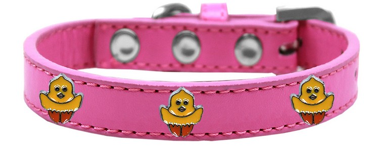 Chickadee Widget Dog Collar Bright Pink Size 14